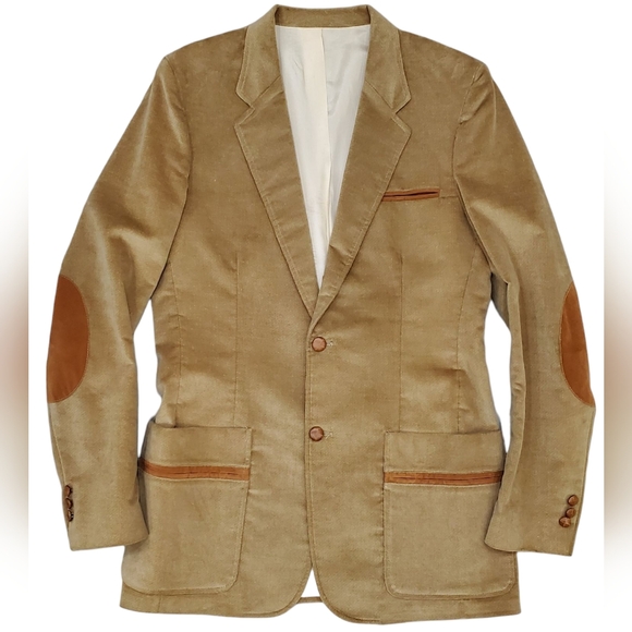 Separate-Lee by Lee sport coat men's 40L tan crushed corduroy elbow patches - Picture 1 of 16